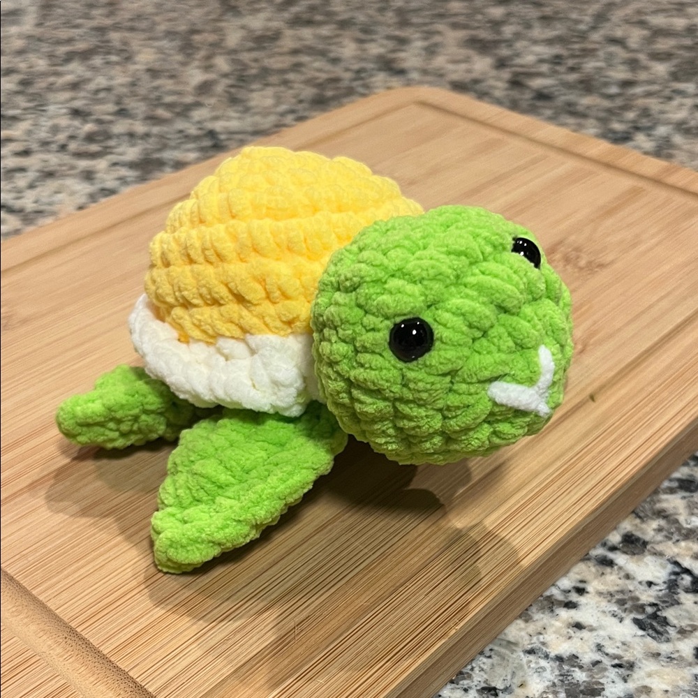 Green and Yellow Plush Turtle Toy